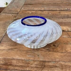 Fenton Special Rose Bowl Cobalt Blue Spiral Optic 6.5” Vintage Art Glass